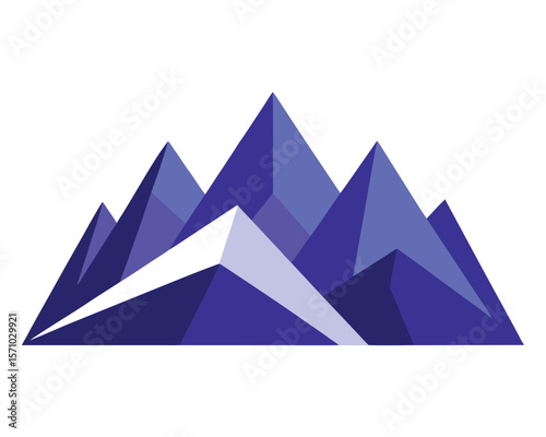 Illustration of blue and white geometric mountain peaks Ai Generated