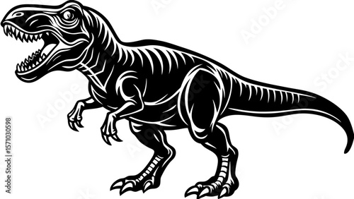 T-Rex Illustration – Fierce Dinosaur Silhouette Vector Clipart Design