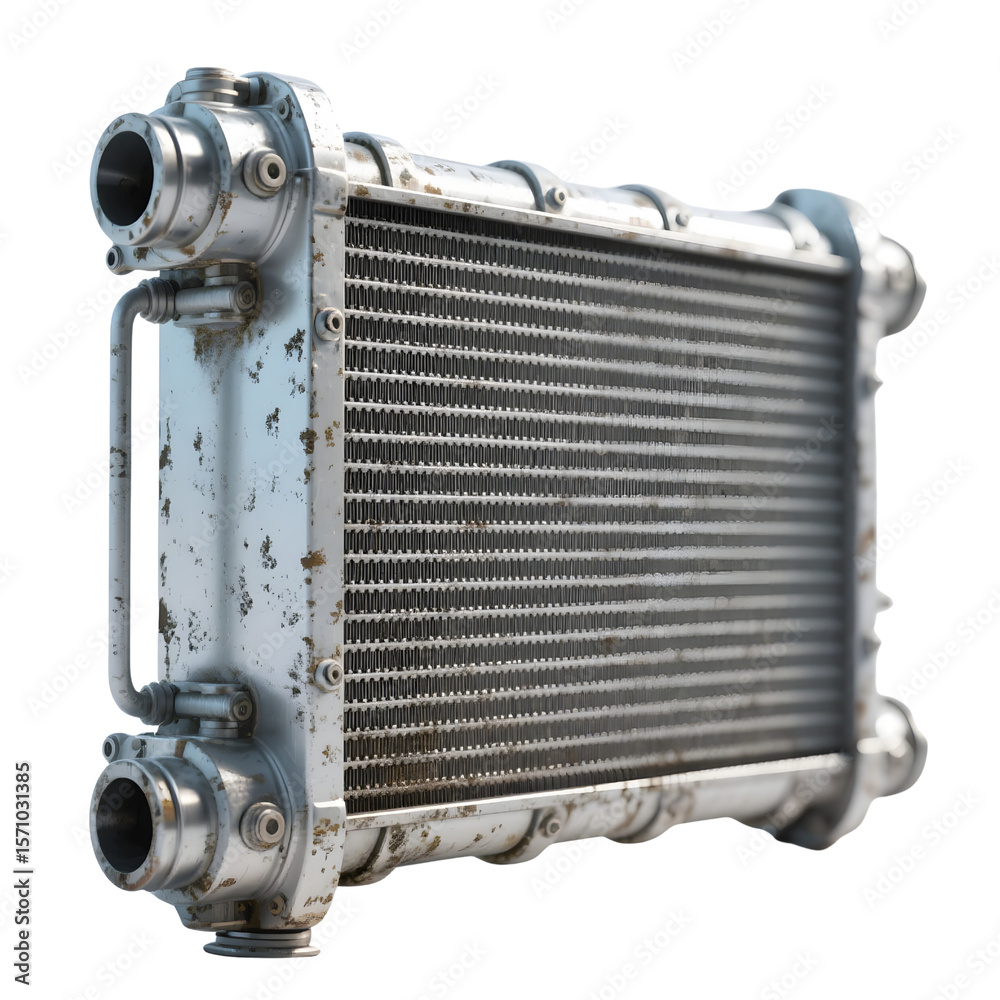 Fototapeta premium A metal radiator is isolated on transparent background