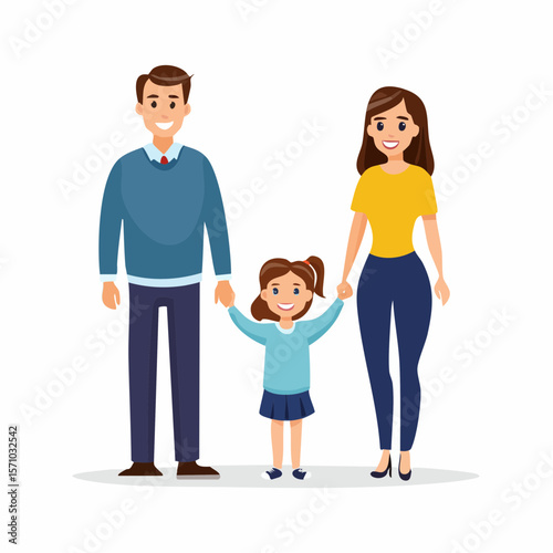 Happy family holding hands, a scalable design showing togetherness and joy, suitable for family-themed content and heartwarming creative projects.