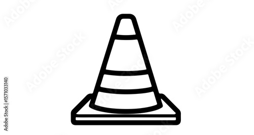 Traffic cone vector icon for road safety and construction zone warning sign symbol drawing illustration design
