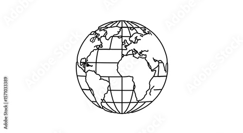 World globe outline vector illustration for geography education and global awareness representation design