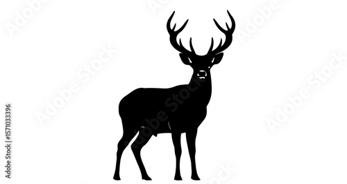 Black silhouette of a majestic stag deer with large antlers wildlife animal vector illustration design art