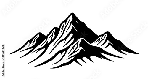 Mountain range vector illustration for outdoor adventure and nature landscape designs black and white peak view