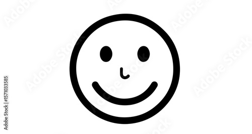 Simple black and white happy face icon vector illustration for graphic design and user interface needs