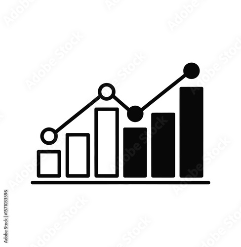 Minimalist Bar Graph Icons with Line Chart Overlay