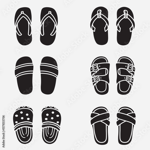 set of sandals good for icon, symbol, logo, element design, silhouette design, etc