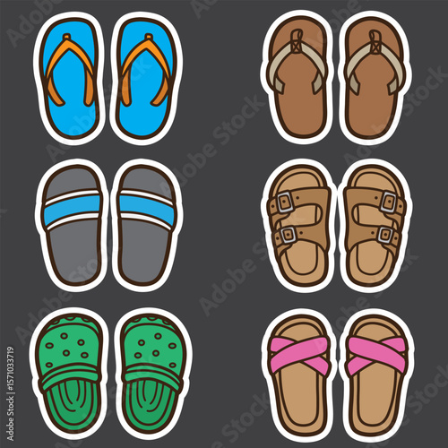 set of sandals good for sticker, badge, element design, icon, etc
