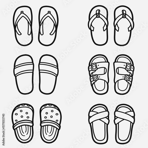 set of sandals with outline style good for symbol, icon, element design, etc