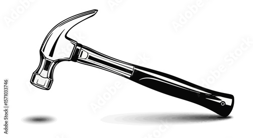 Illustration of claw hammer tool for carpentry and construction work equipment and repair projects design 100