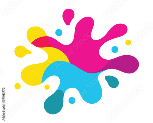 Abstract colorful paint splash with overlapping shapes design Ai Generated