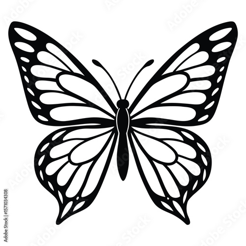 Simple Black and White Fairy Girl Silhouette for Mythical and Enchanted Themes