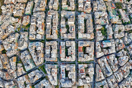 Obraz na plátně Aerial view of Athens Urban Architecture - Geometric street network