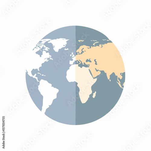 Globe graphic of earth featuring continents such as Africa, Europe, and the Americas in pastel colors for design projects.