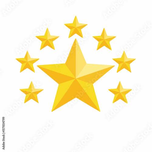 Golden stars arranged around a central star evoke excellence, perfect for rewards, ratings, or high-quality achievement visuals.