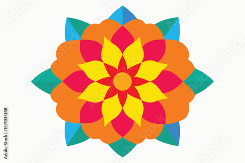Colorful floral design with symmetrical petal arrangement Ai Generated