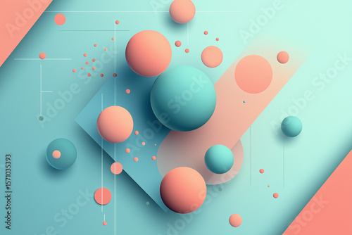 Abstract of spheres, composition with geometric shapes, modern background design