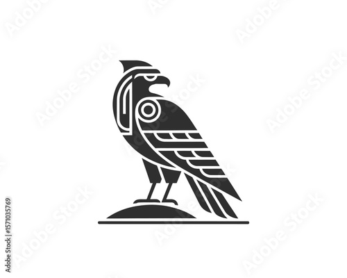 Modern Monochrome Illustration of an Egyptian Bird Symbol
