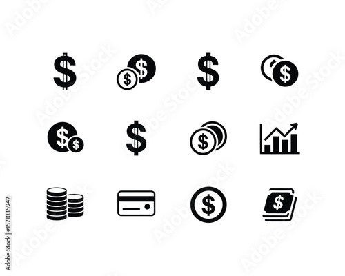 Minimalist Black and White Financial Icon Set