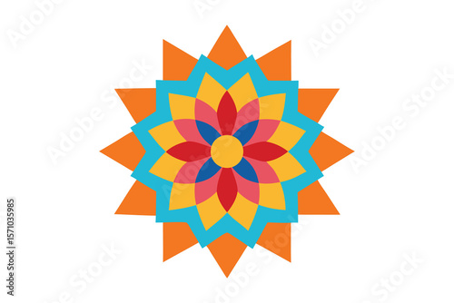Colorful floral design with symmetrical petal arrangement Ai Generated
