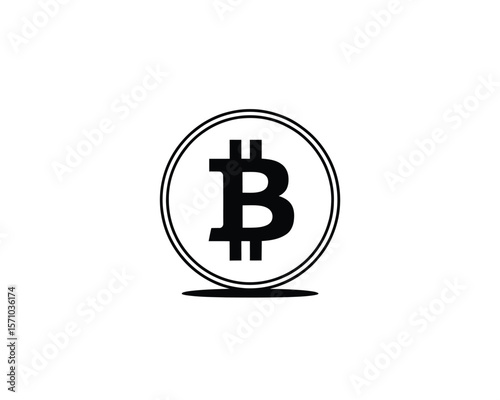 Minimalist Bitcoin Logo – Black Bitcoin Symbol in Circle with Thick Border