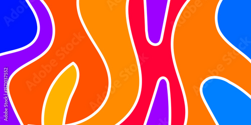 Abstract design with layered, flowing shapes and vibrant colors