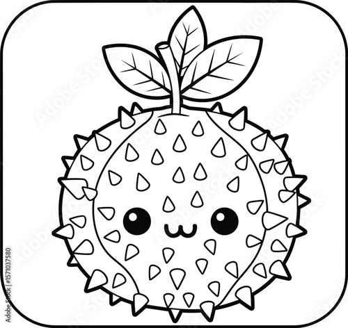 Soursop coloring page cute fruit drawing kawaii annona muricata illustration