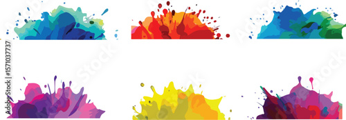 Colorful Paint Splatter Silhouettes – Gradient Ink Blot Icons, Abstract Texture Marks & Creative Graphic Elements