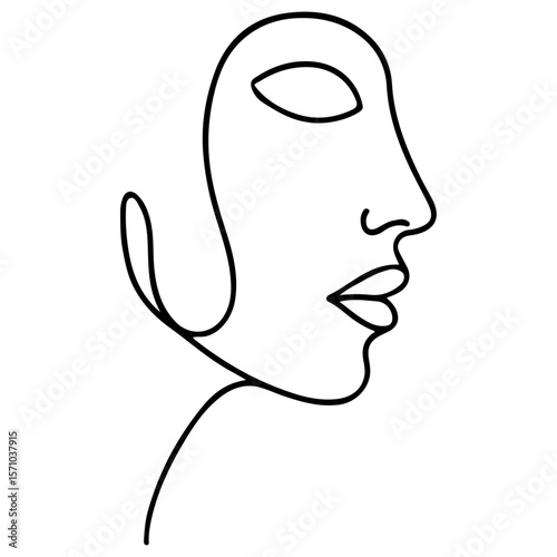 Black vector silhouette profile of a woman's head, an illustrated concept of human beauty and mind