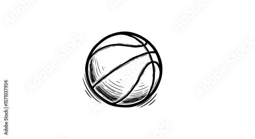 Stylish basketball ball — vintage sketch doodle vector illustration on white background

