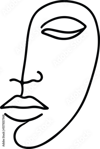 Woman's face vector illustration of lips and a cigarette, a stylish beauty icon