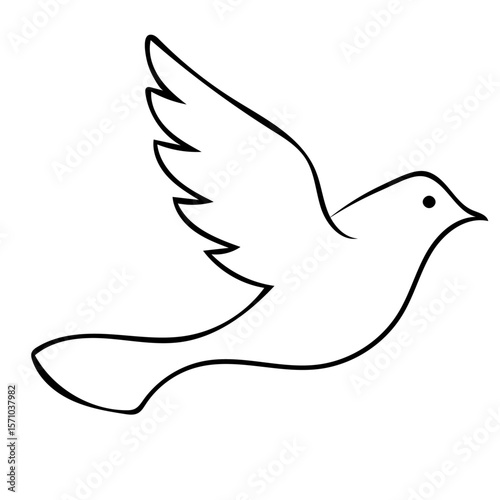 Flying white dove, a symbol of peace, freedom, and love, illustrated as a vector icon