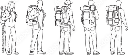 vector illustration of Travelers with backpacks