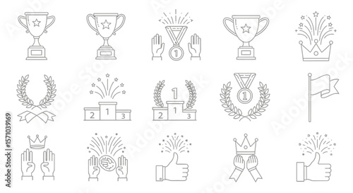Awards, Trophies, and Achievement Line Icon Set