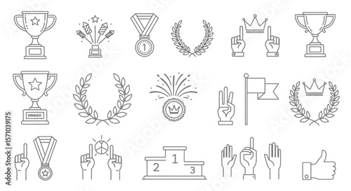 Awards, Trophies, and Achievement Line Icon Set