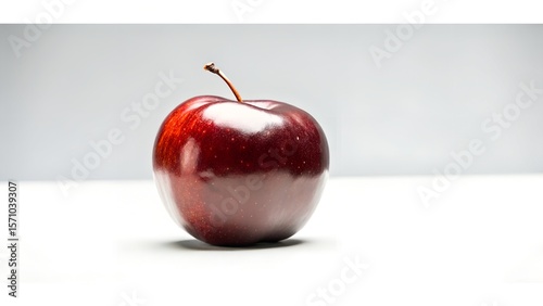 Single Red Apple on White Background Studio Shot Fresh Fruit