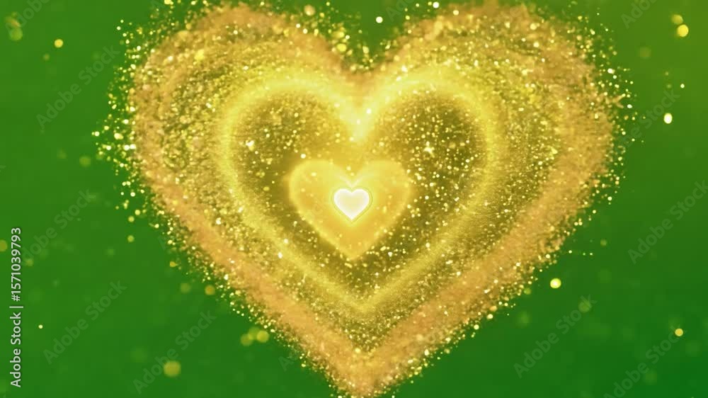 Golden Heart Abstract: An abstract visual of a golden heart, with heart shapes nested inside each other.