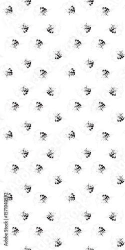 Minimal Black and White Floral Seamless Pattern on White – Modern Summer Fabric, Wallpaper, Stationery Design.