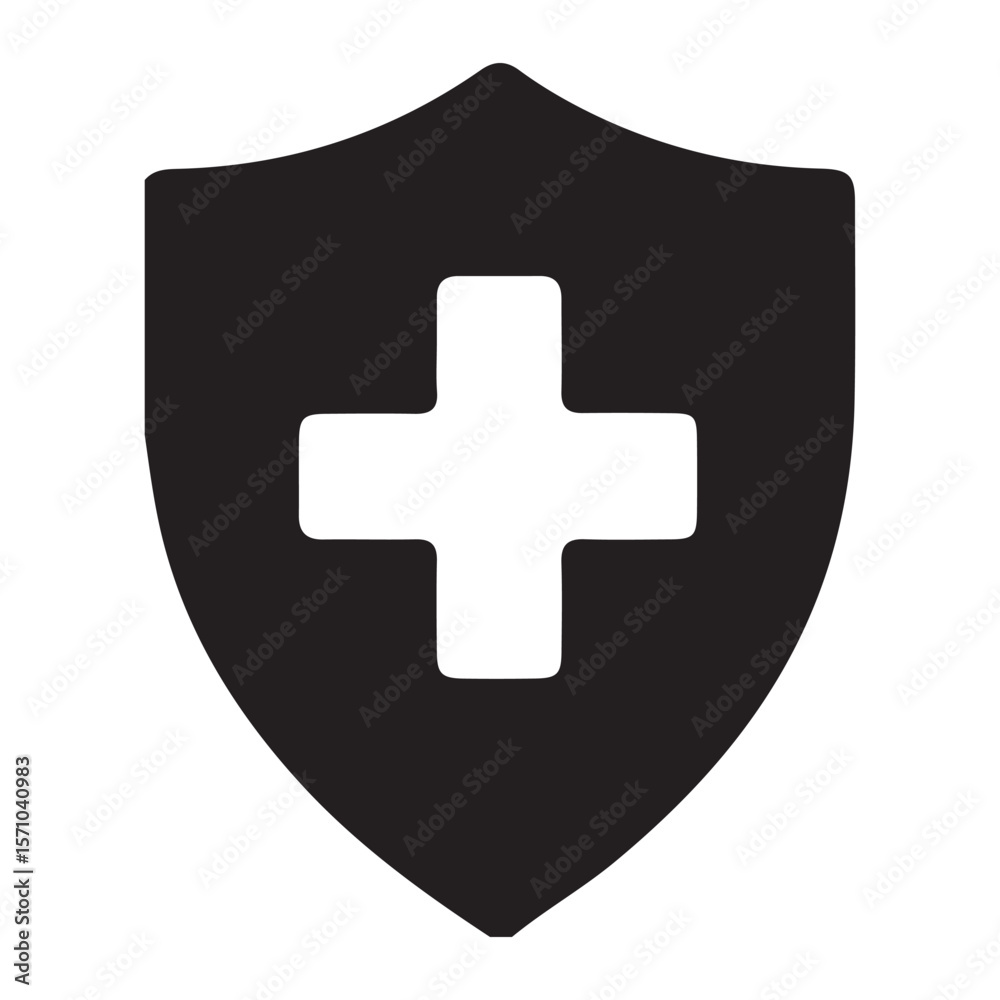 Obraz premium Medical Health Shield Icon - Protection, Healthcare And Safety Symbol