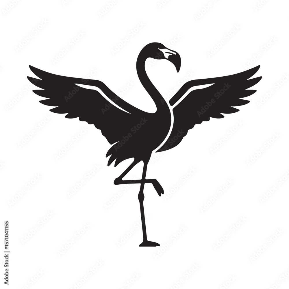 Obraz premium Flamingo Bird Silhouette Vector Icon - Tropical Wildlife And Elegant Nature Design
