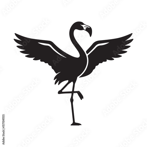 Flamingo Bird Silhouette Vector Icon - Tropical Wildlife And Elegant Nature Design