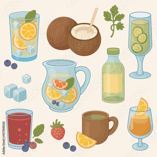 Natural Refreshment Drink Elements