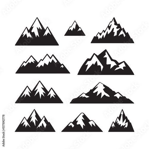 mountain icons set