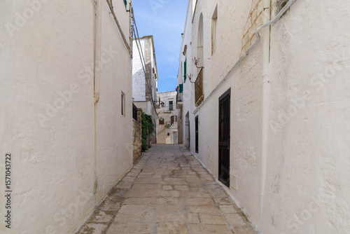 A street lined with white mansions in Cisternino, Apulia, Southern Italy
