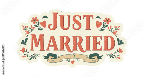Just married lettering