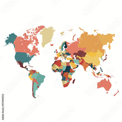 world map isolated in White Background, world map vector, Flat lay vector illustration