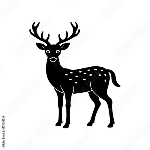 A stylized simplistic illustration of a deer with 1 vector illustration