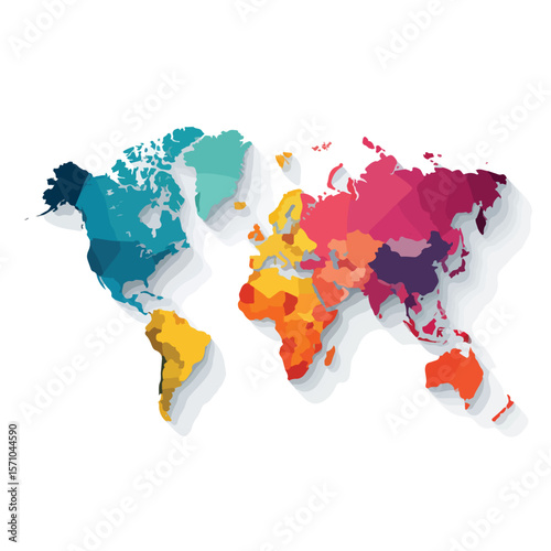 world map isolated in White Background, world map vector, Flat lay vector illustration