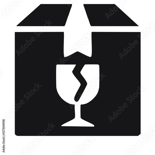 Fragile Handling Box with broken glass symbol shipping cargo package