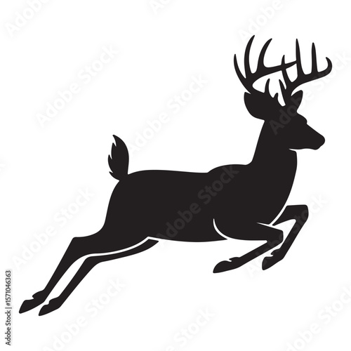  Leaping Deer Buck Silhouette - Wildlife, Nature And Hunting Design